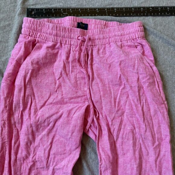 Sz 0 J. Crew Pink Cotton and Linen Drawstring Jogger Pant - Picture 2 of 9